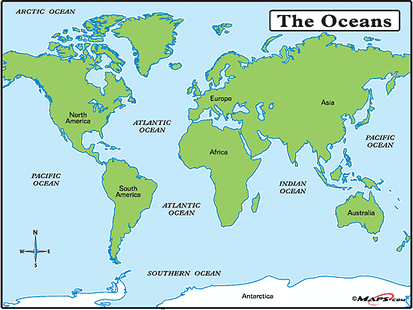 bodies water oceans ocean earth atlantic five largest indian connected